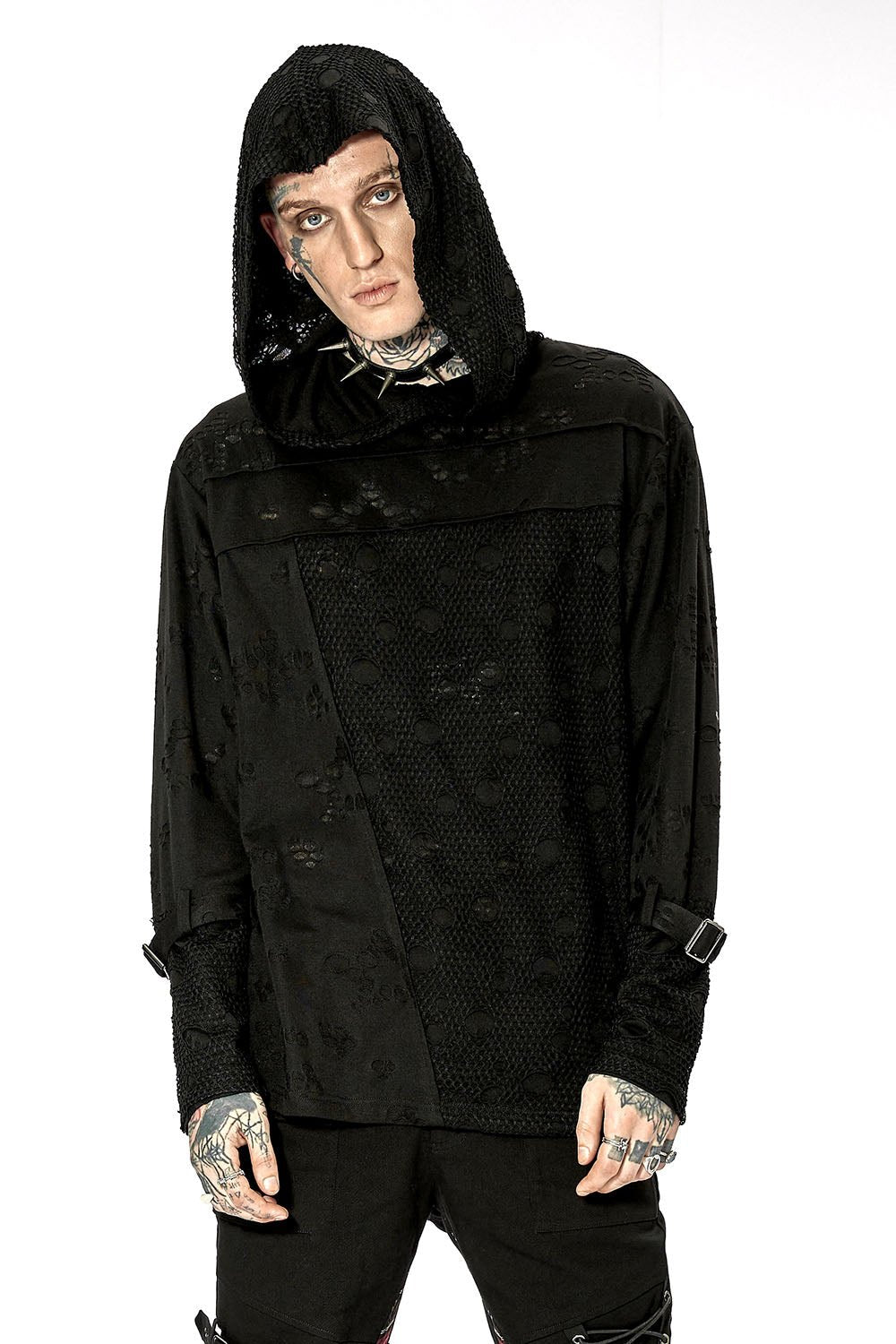 Haunter Distressed Hooded Top - mens tops - VampireFreaks - Punk Rave