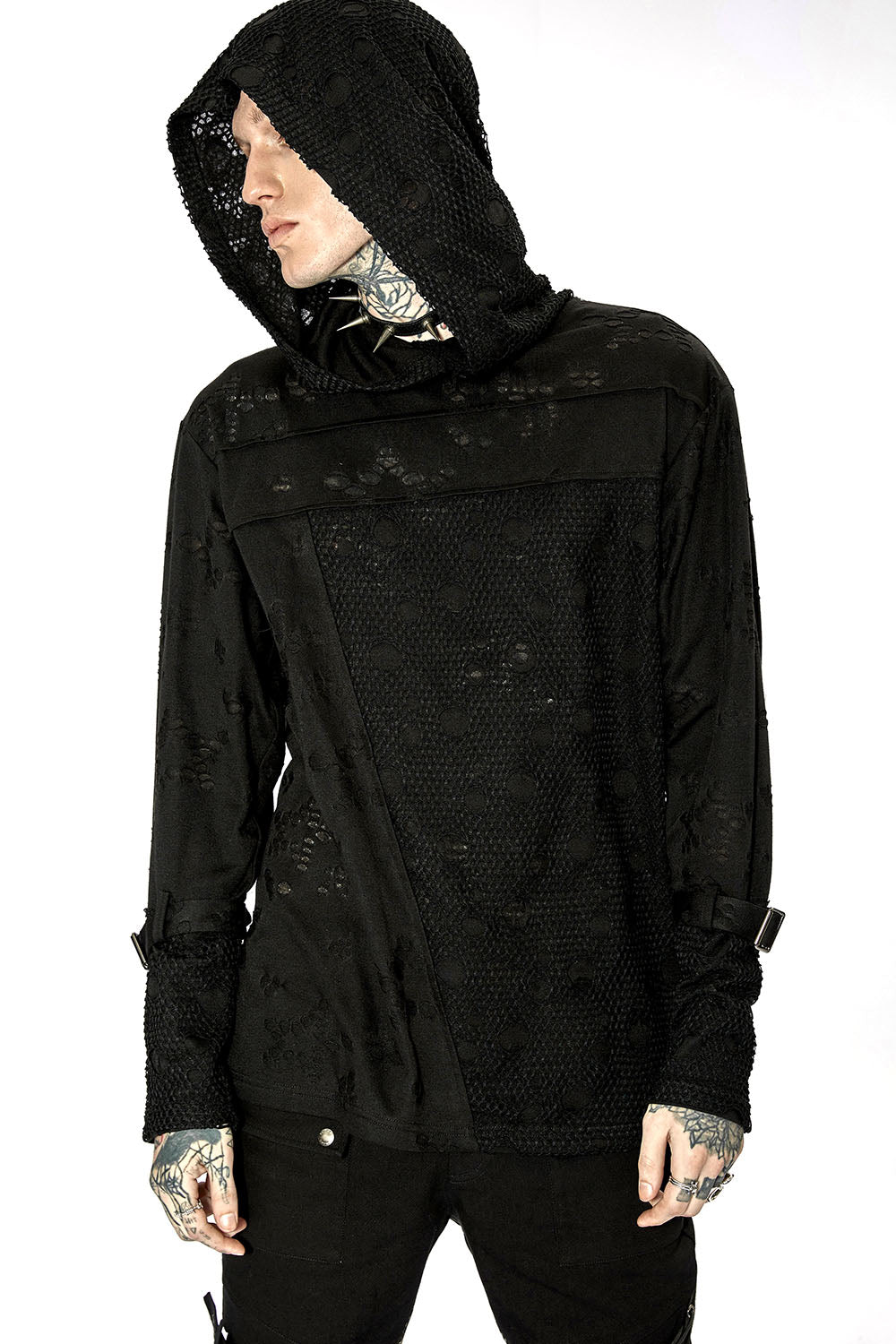 Haunter Distressed Hooded Top - mens tops - VampireFreaks - Punk Rave