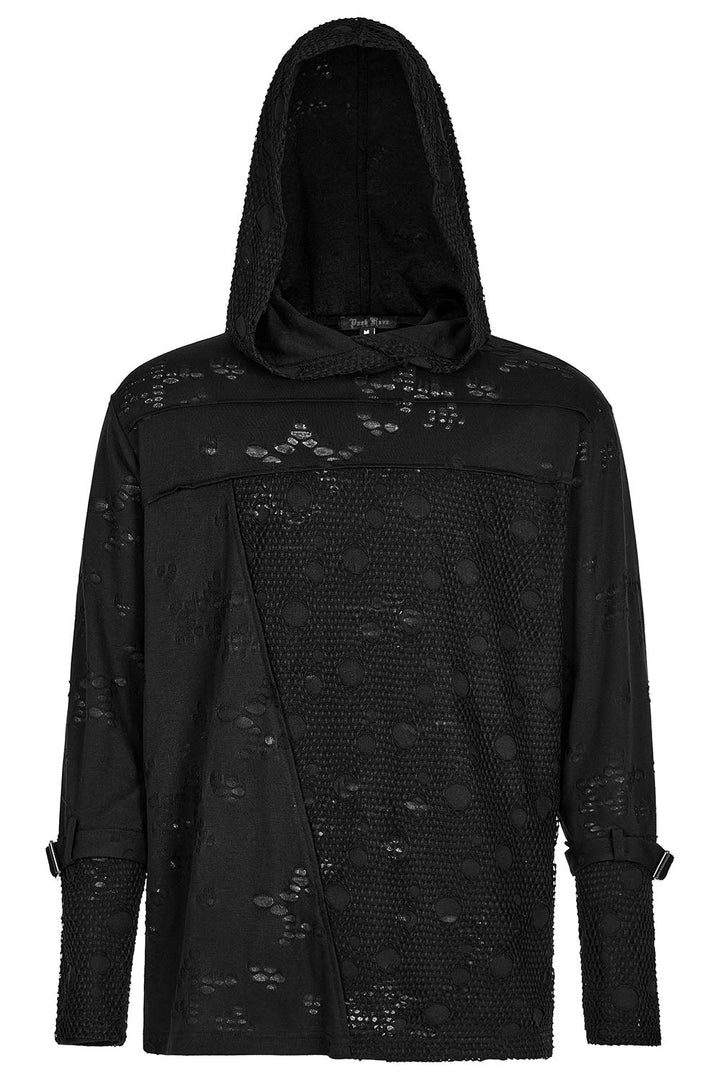 Haunter Distressed Hooded Top - mens tops - VampireFreaks - Punk Rave