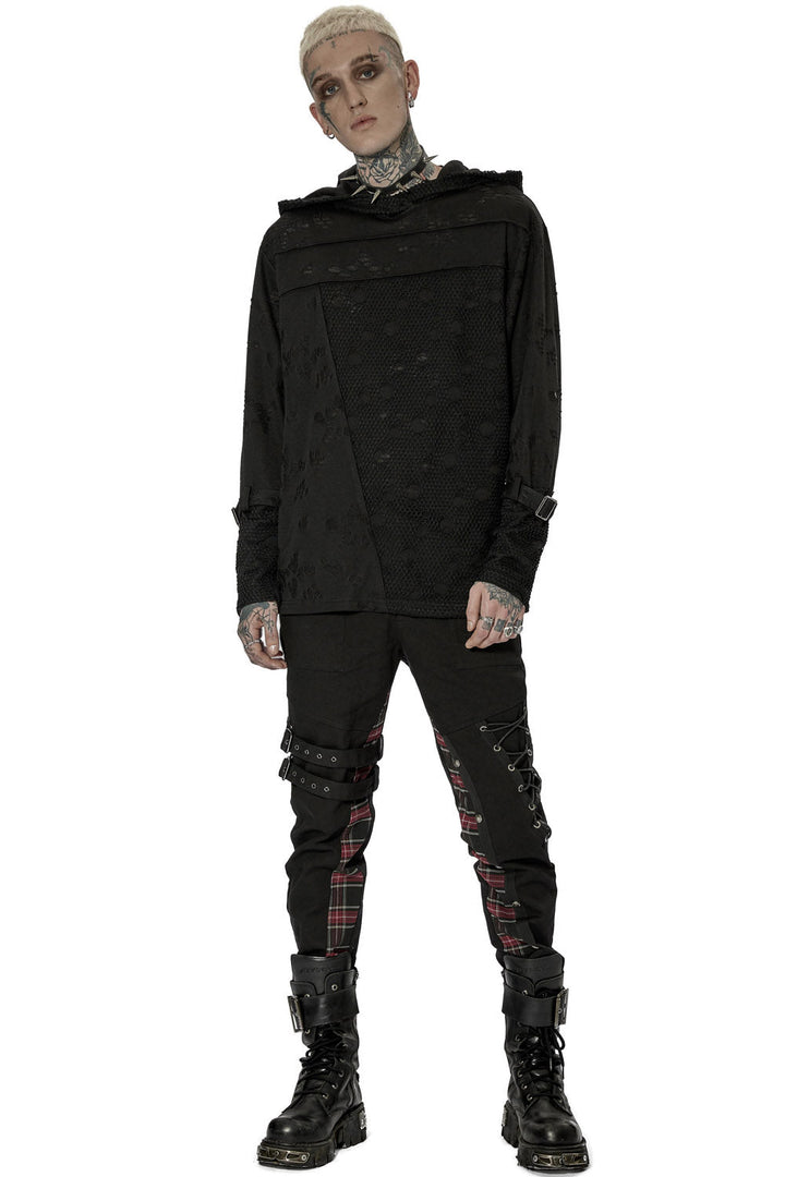 Haunter Distressed Hooded Top - mens tops - VampireFreaks - Punk Rave