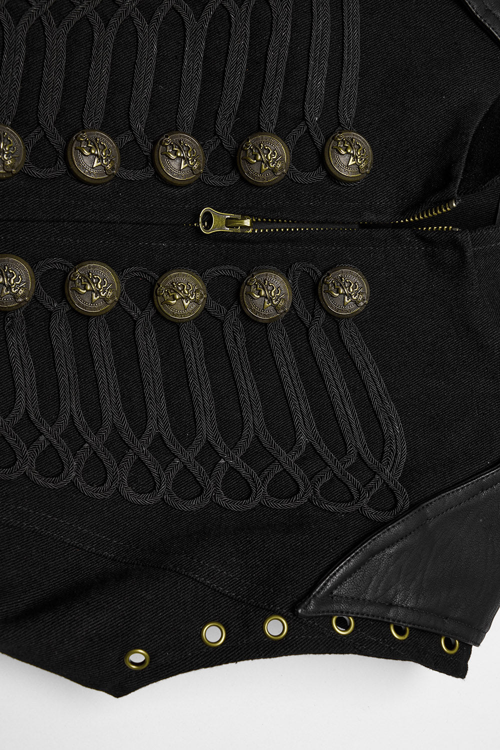 vegan leather eyelet military goth waistcoat