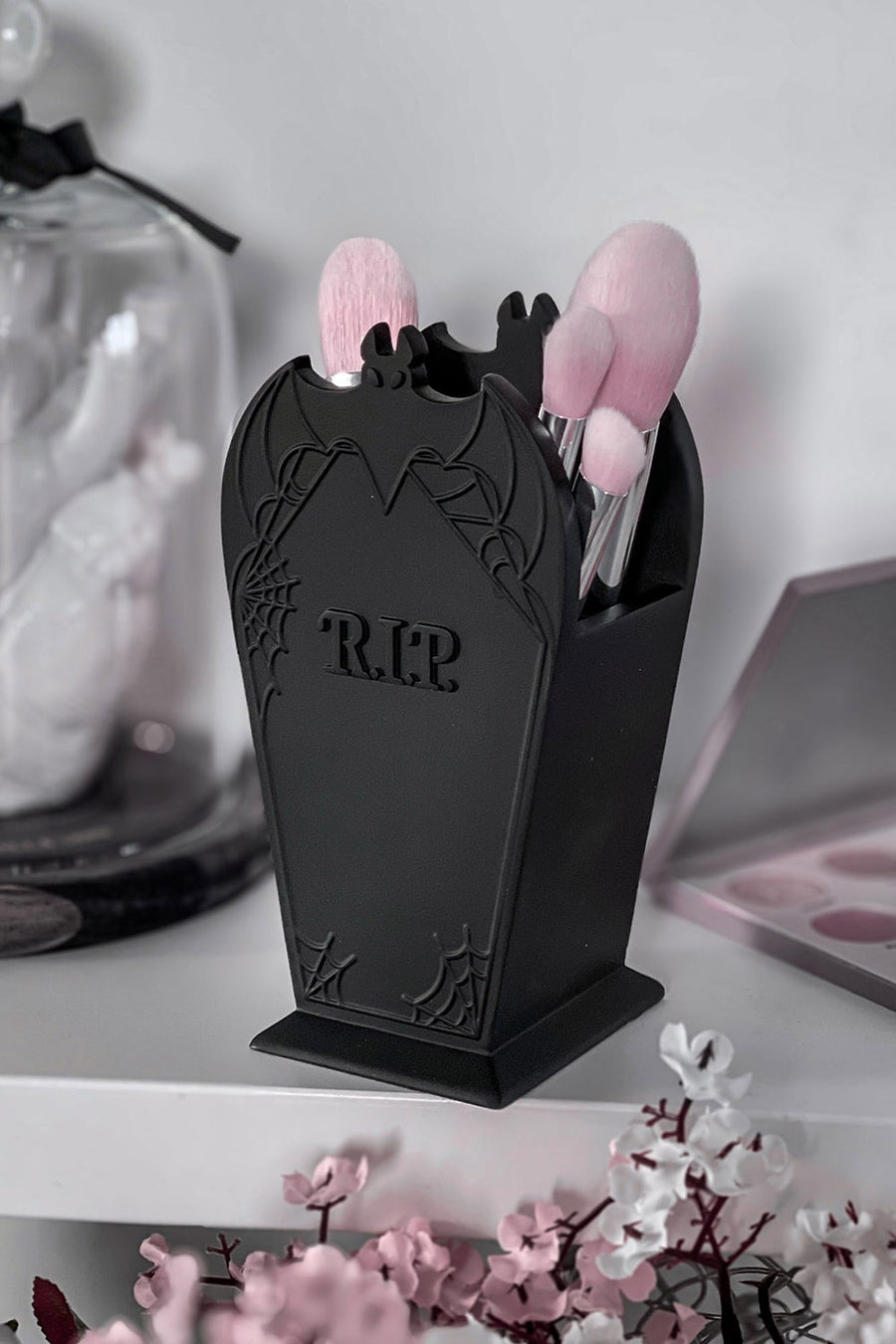 headstone makeup brush holder