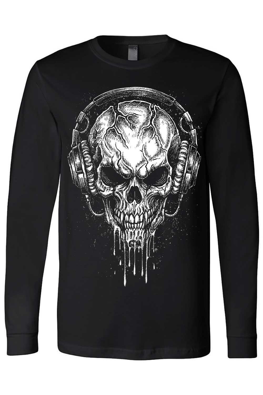 distressed punk long sleeve skull t-shirt
