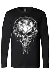 distressed punk long sleeve skull t-shirt