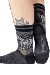 horse carriage goth punk emo graphic socks