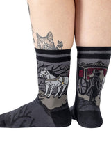 Foot Clothes graphic socks Hearse in the Hollow Crew Socks