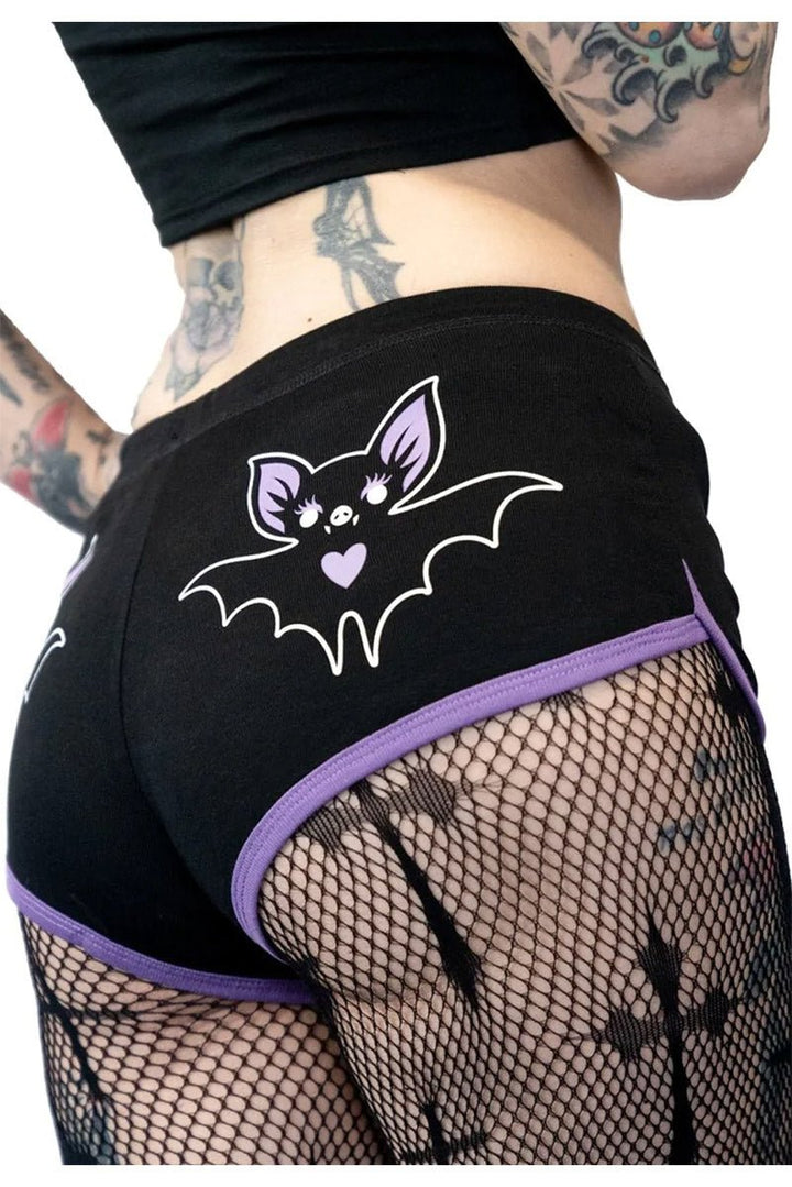 Heart Bat Purple Trim Short Shorts - womens bottoms - VampireFreaks - Too Fast