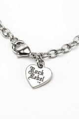 rock rebel heart charm on necklace