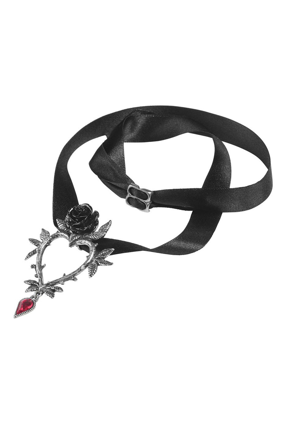 satin ribbon gothic heart choker necklace