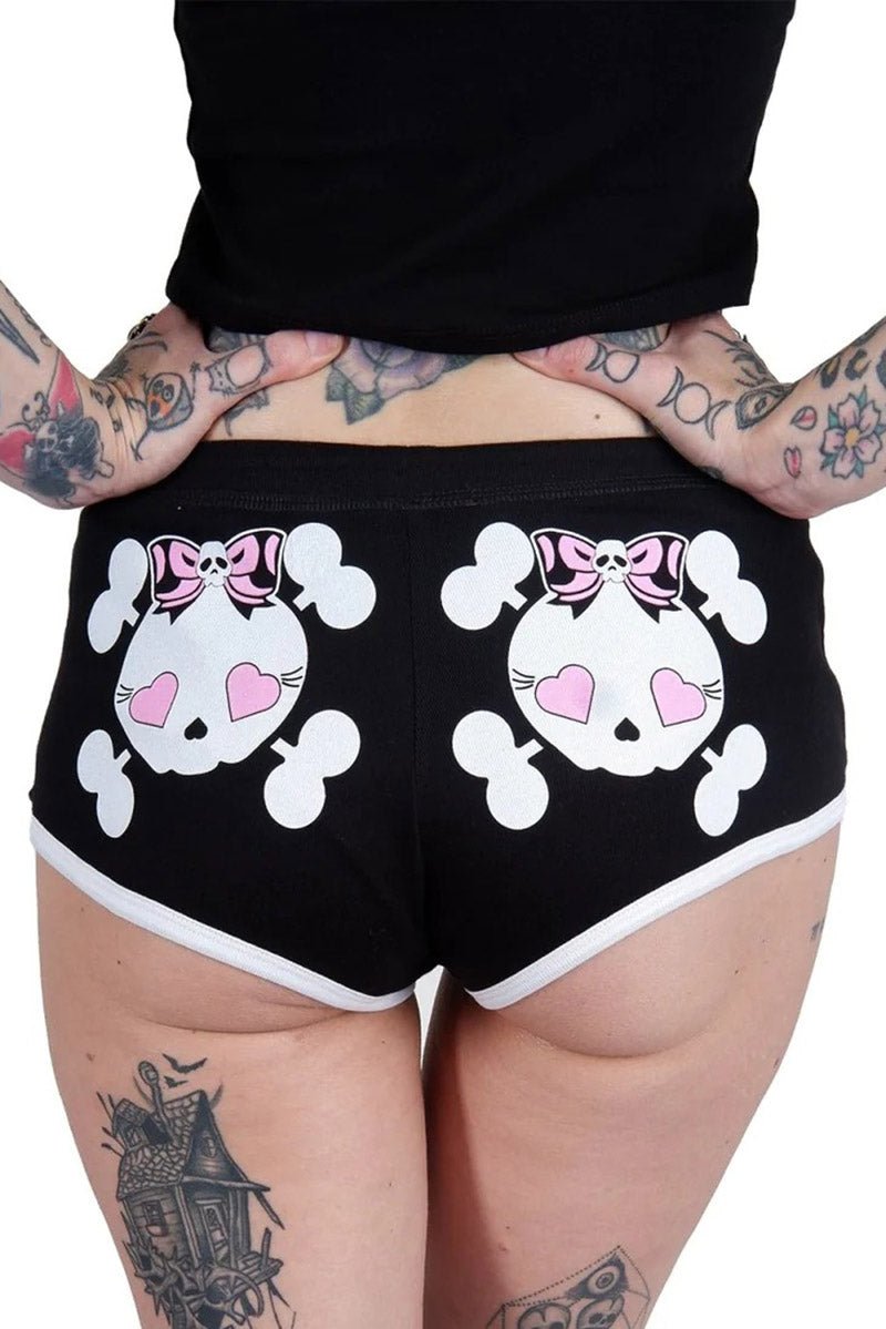 Heart Eye Skull With Bows Shorts - womens bottoms - VampireFreaks - Too Fast