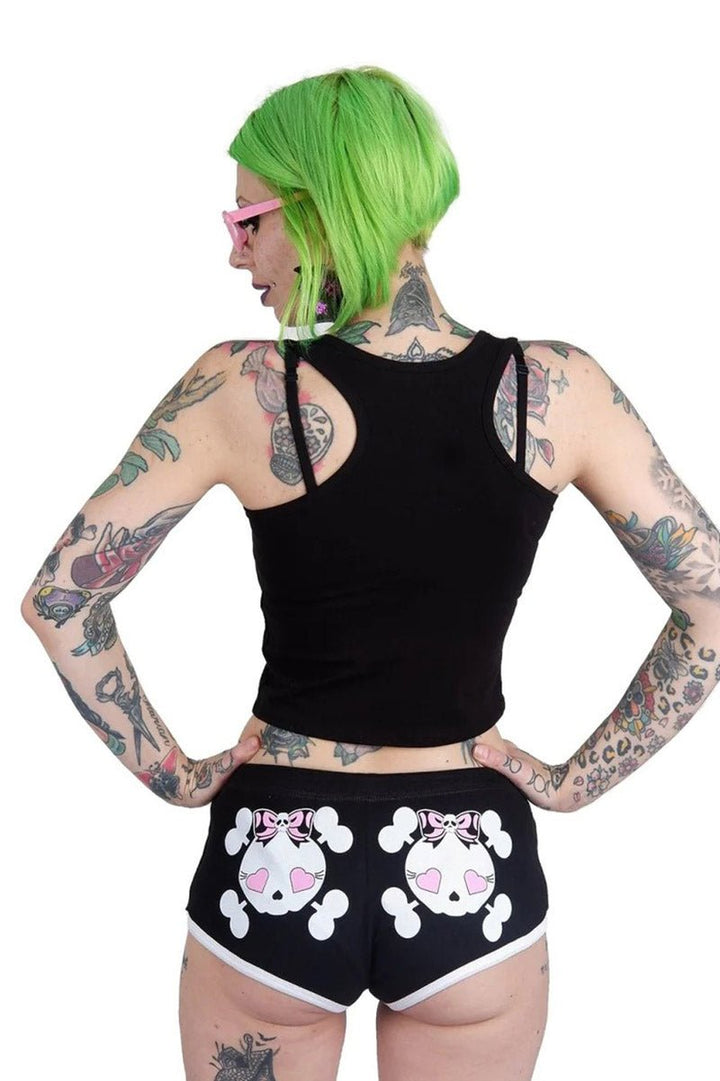 Heart Eye Skull With Bows Shorts - womens bottoms - VampireFreaks - Too Fast