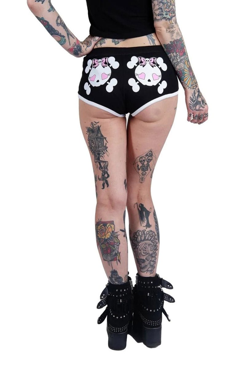 Heart Eye Skull With Bows Shorts - womens bottoms - VampireFreaks - Too Fast