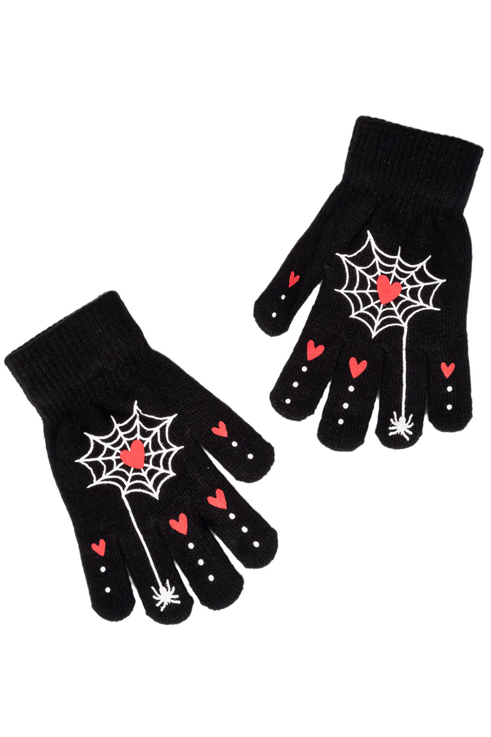 Heart Webs Finger Tattoo Winter Knit Gloves