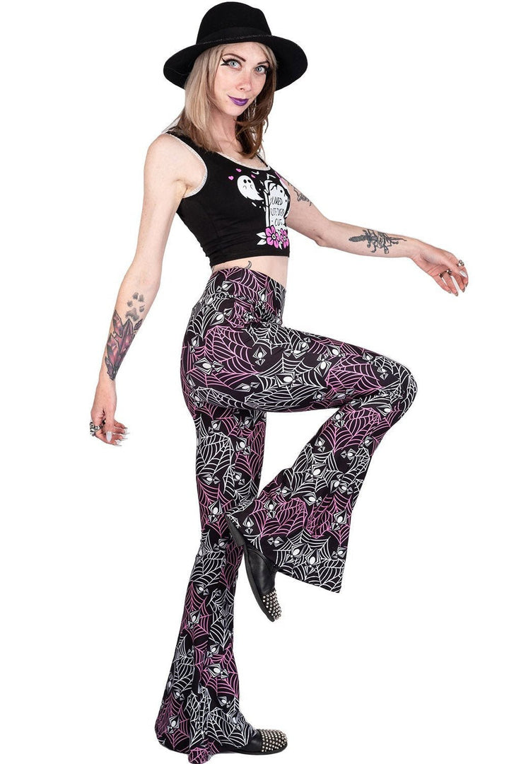 Heart Webs Spiders Hellz Bellz Bell Bottoms - womens bottoms - VampireFreaks - Too Fast