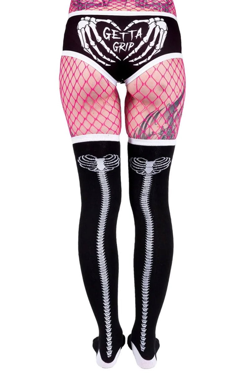 Heartbone Spine Thigh High Socks - socks & stockings - VampireFreaks - Too Fast