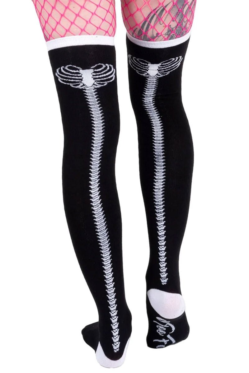 Heartbone Spine Thigh High Socks - socks & stockings - VampireFreaks - Too Fast