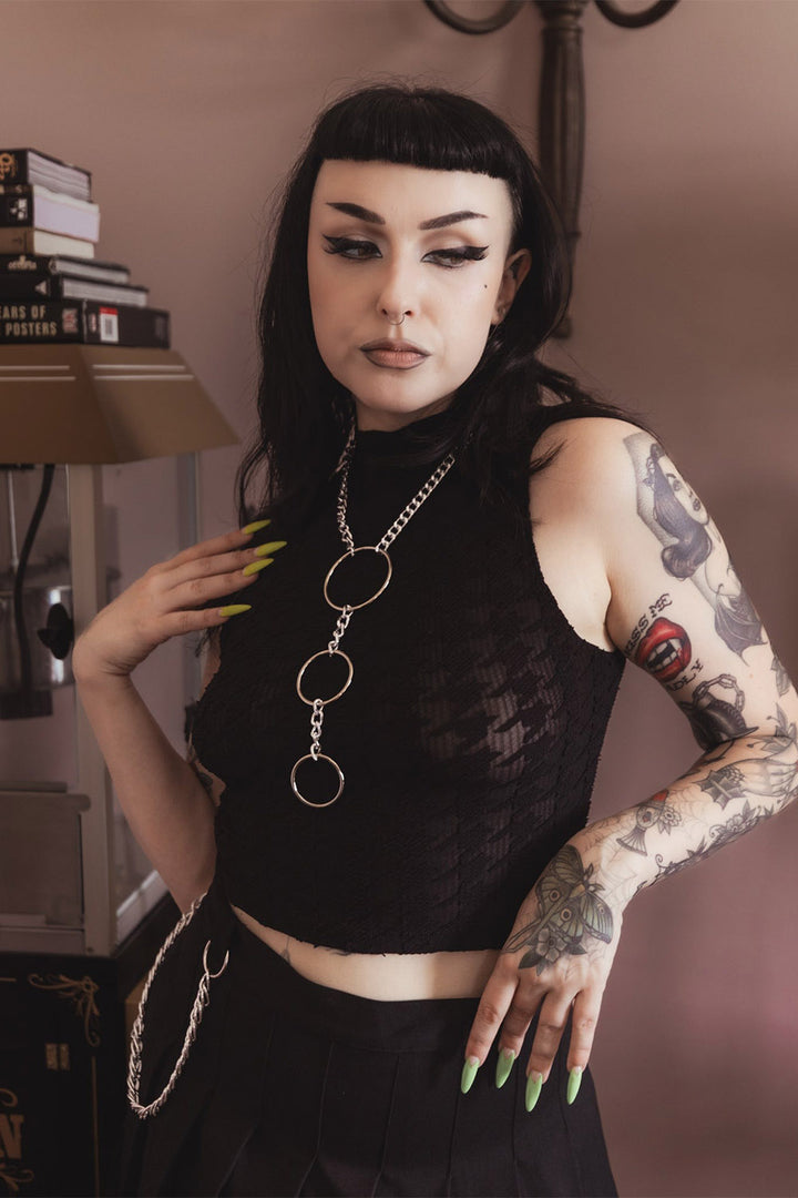 long metal and stainless steel gothic chain choker necklace by the pretty cult 