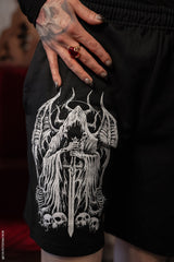 heavy metal grim reaper jersey shorts