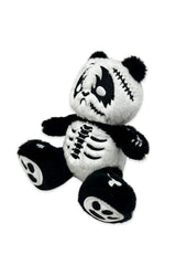 Heavy metal panda bear plush keychain with skeleton embroidery detail