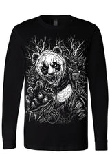 long sleeve cotton heavy metal panda bear tshirt