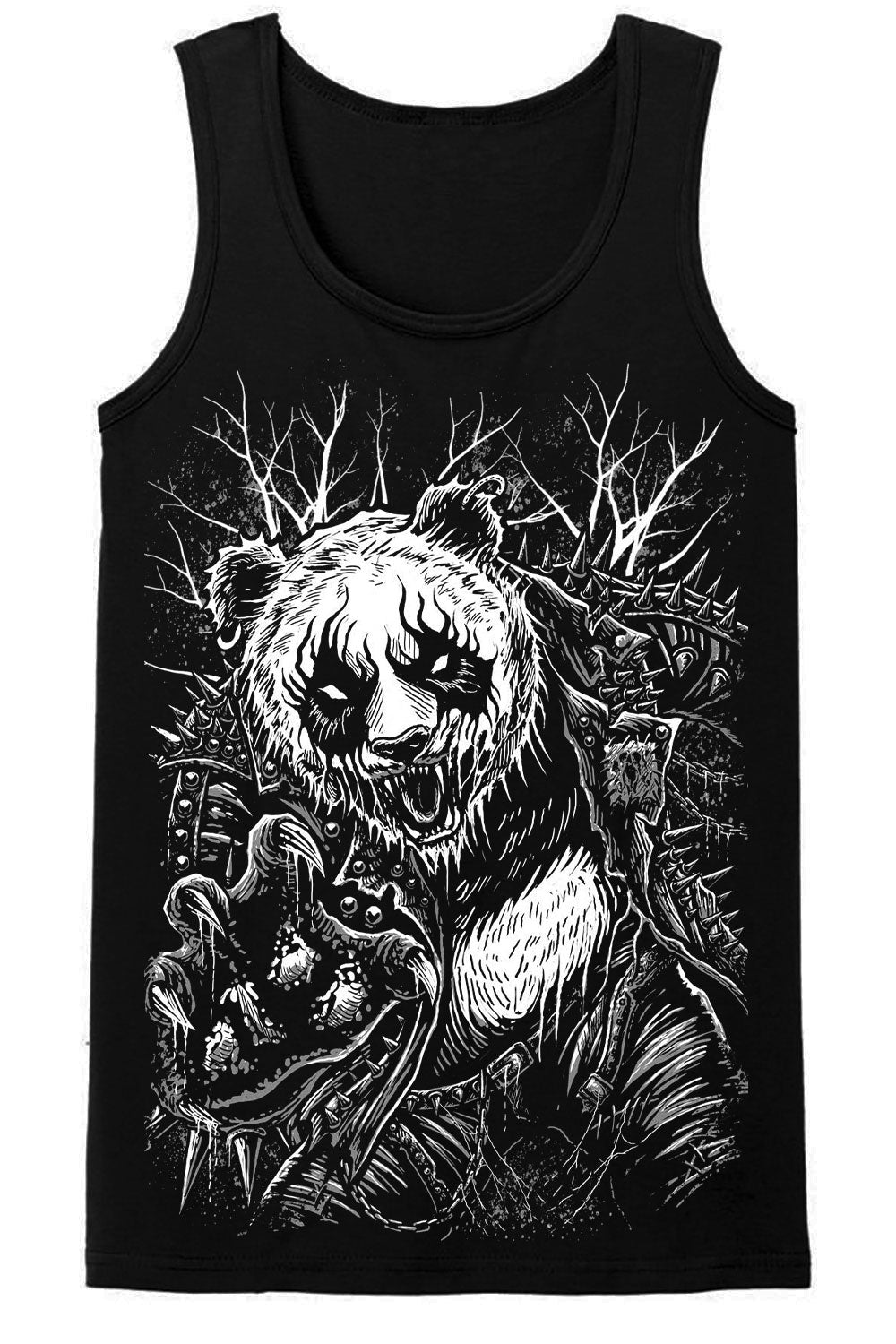 heavy metal panda bear tank top