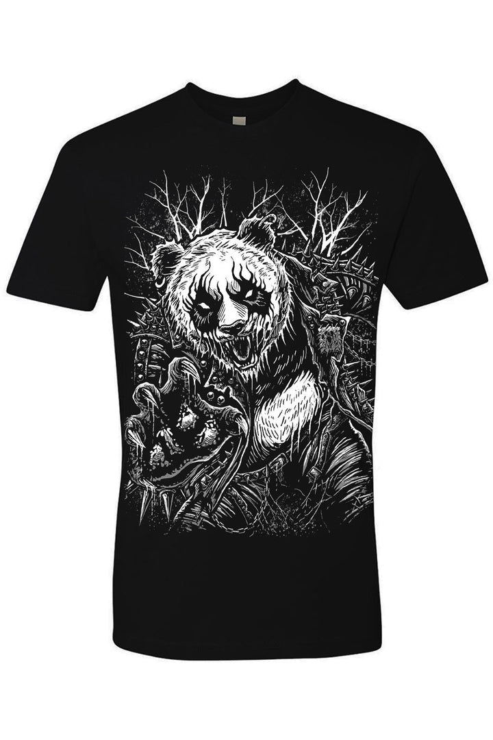 short sleeve heavy metal panda bear tshirt