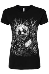 womens cotton heavy metal panda bear tshirt