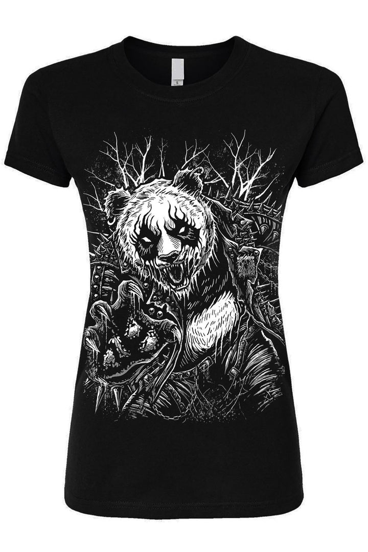 womens cotton heavy metal panda bear tshirt