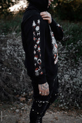 horror gothic santa claus hoodie with spooky xmas sleeves