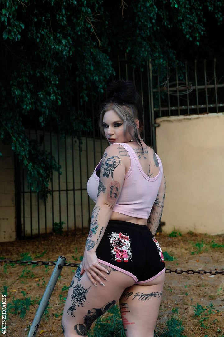 Hell Kitty Short Shorts [VampireFreaks X Too Fast] - womens bottoms - VampireFreaks - VampireFreaks