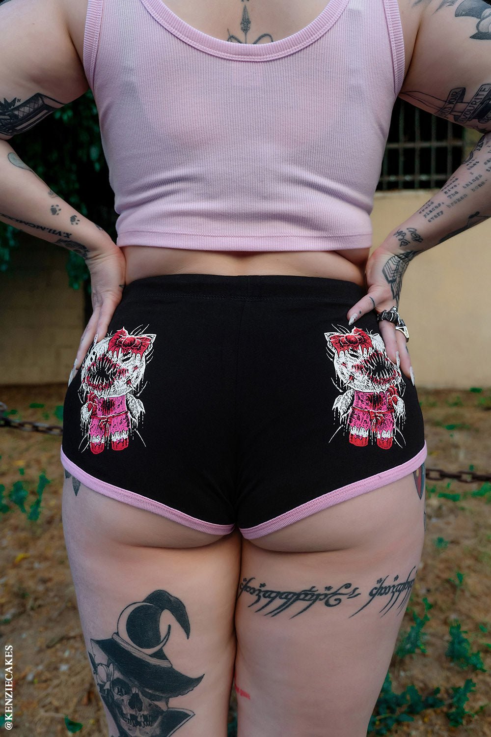 Hell Kitty Short Shorts [VampireFreaks X Too Fast] - womens bottoms - VampireFreaks - VampireFreaks