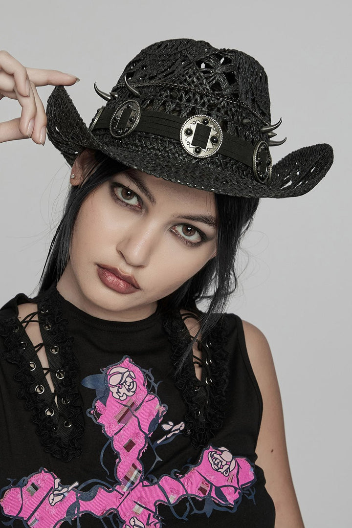 Hellbilly Western Goth Cowboy Hat - hats & scarves & headwear - VampireFreaks - Punk Rave