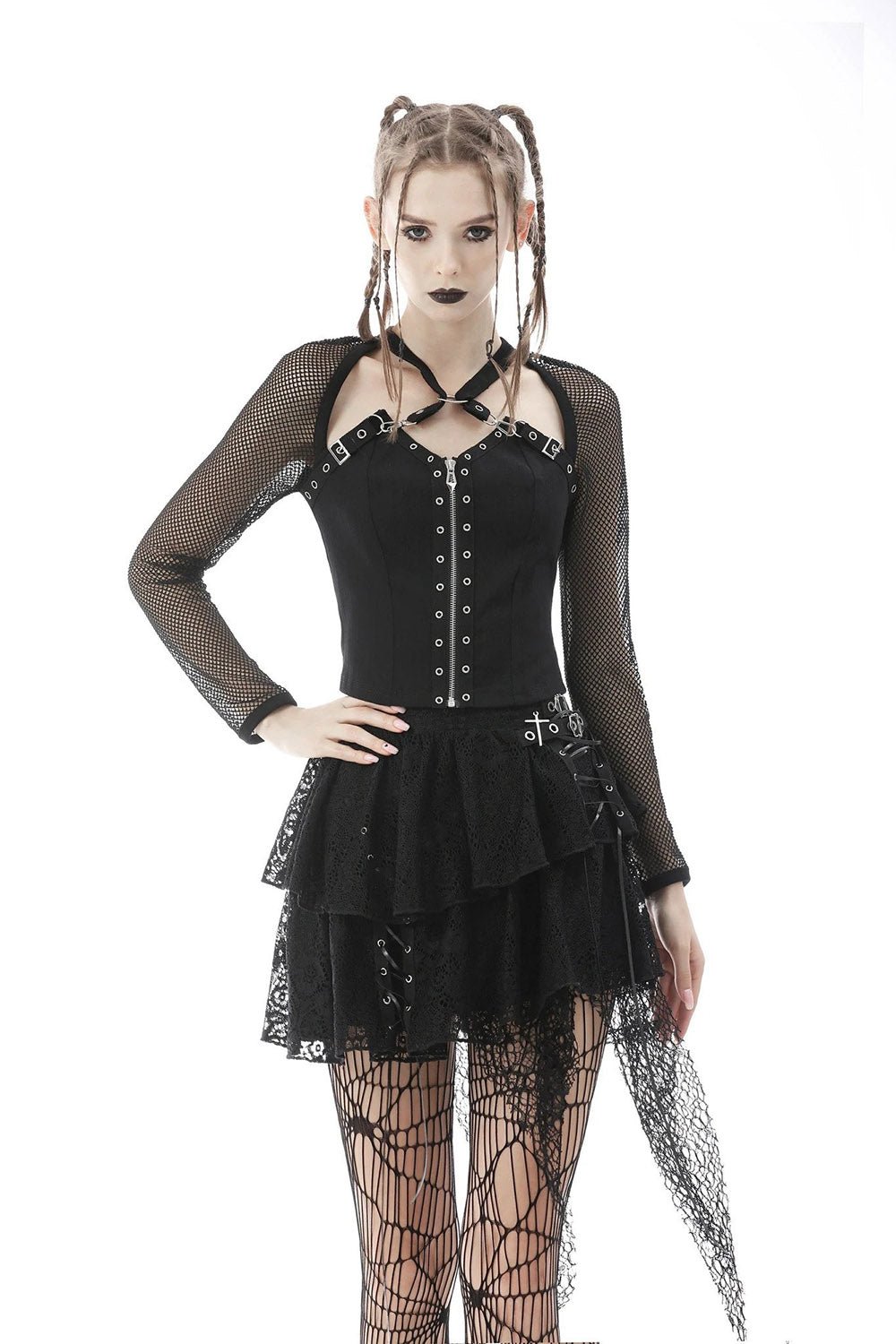 Hellbound Harness Fishnet Top - womens tops - VampireFreaks - Dark In Love