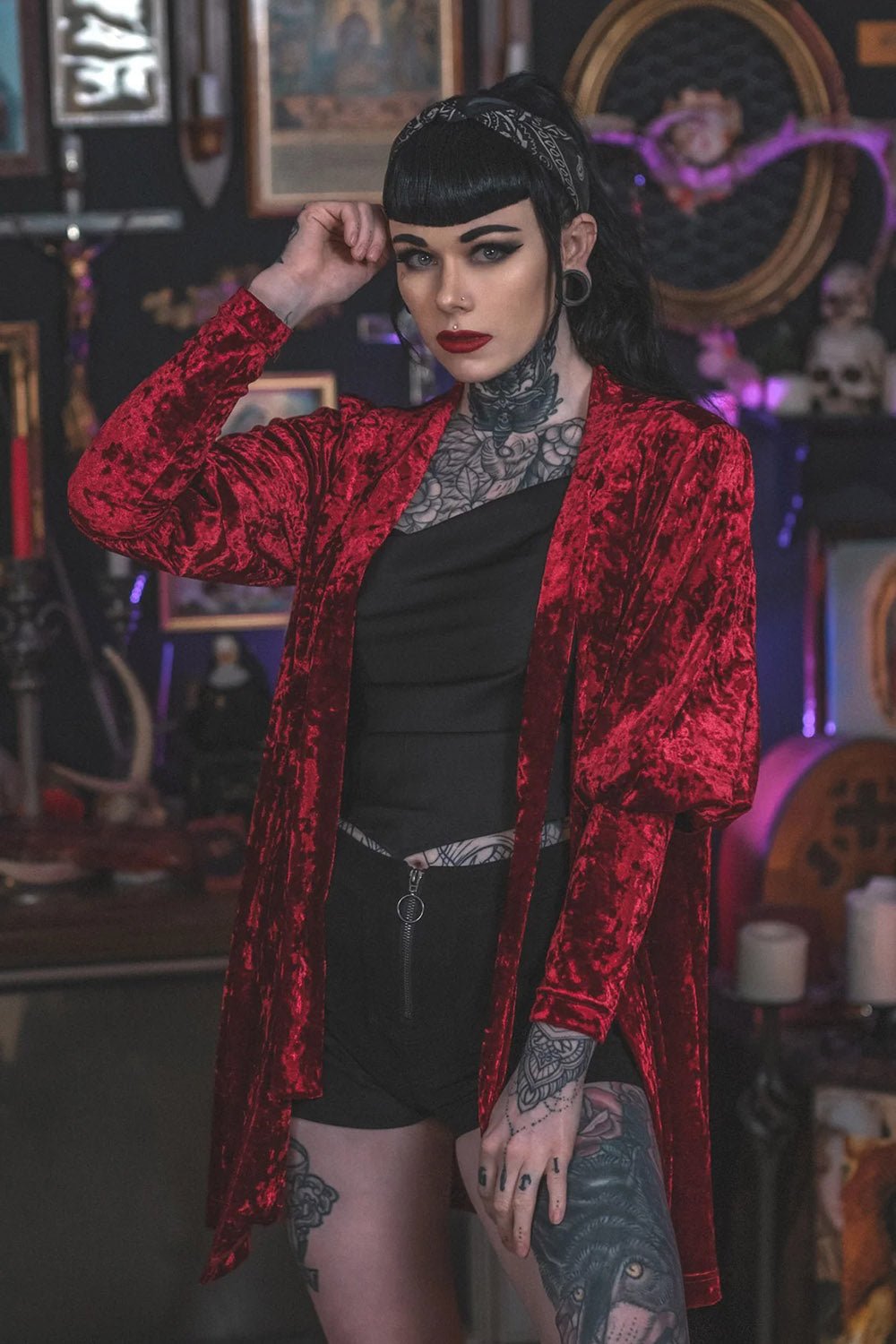 Hellfire Cardigan [RED] - womens outerwear - VampireFreaks - Lively Ghosts