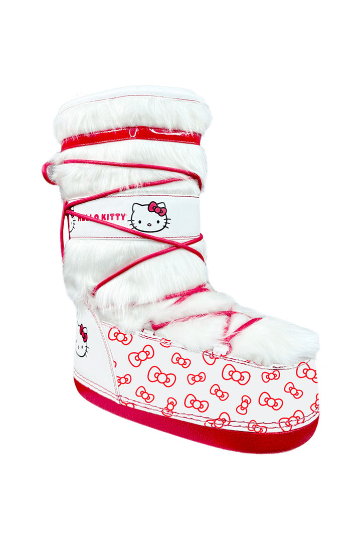 white and red hello kitty boots