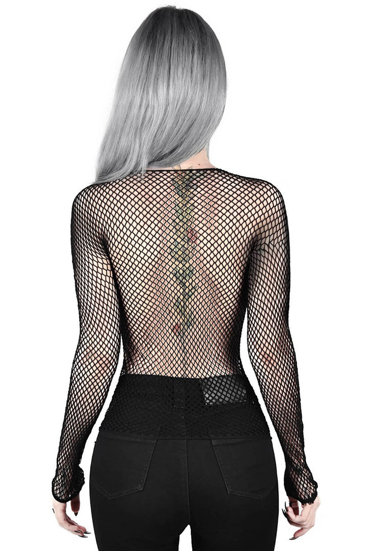 Hellrazor Fishnet Top [Black] - womens tops - VampireFreaks - Killstar