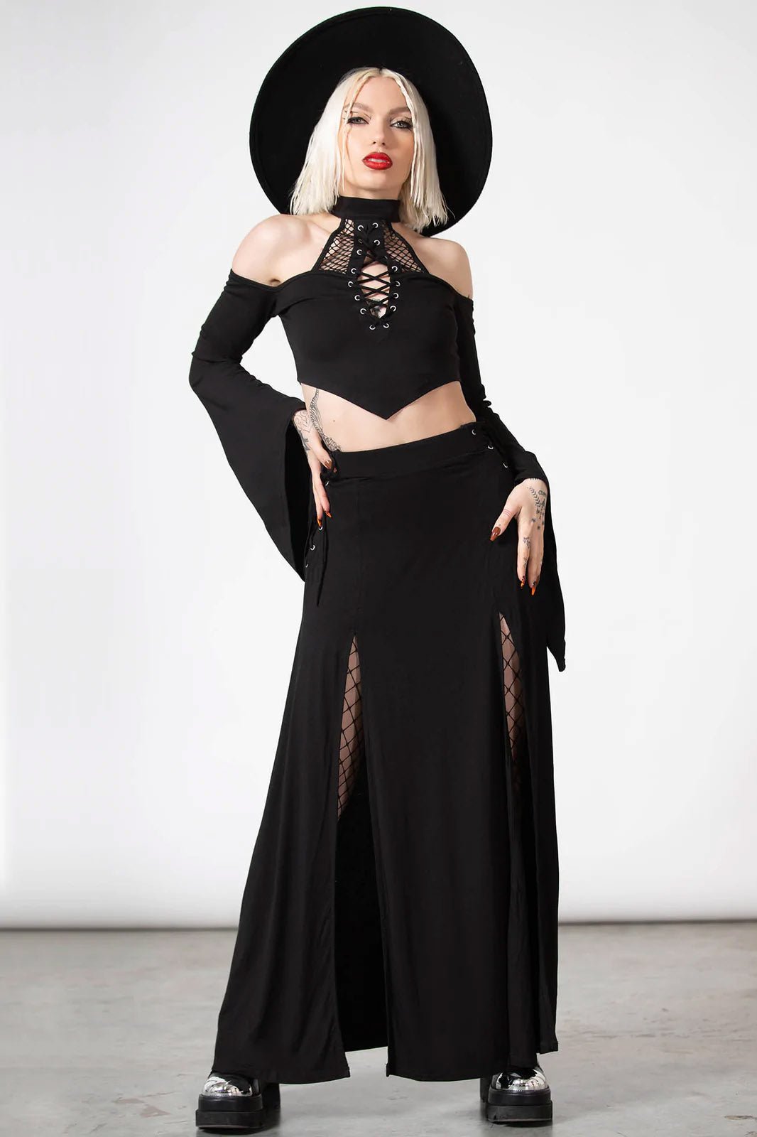 Hellverina Split Maxi Skirt - skirts - VampireFreaks - Killstar