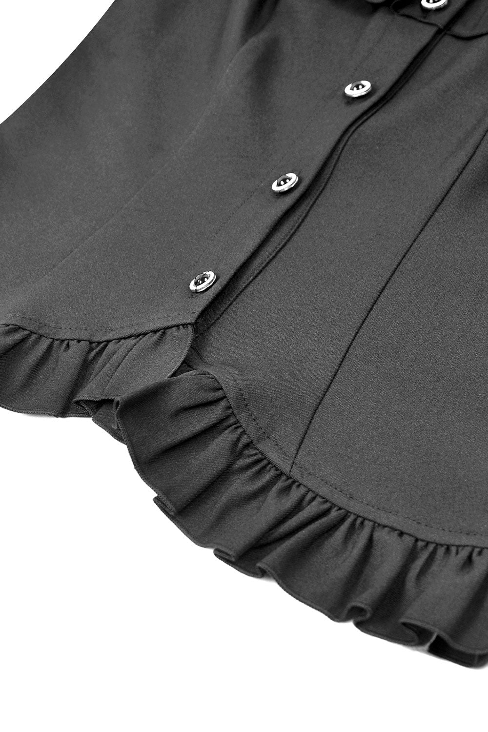 Button down black goth blouse with ruffles