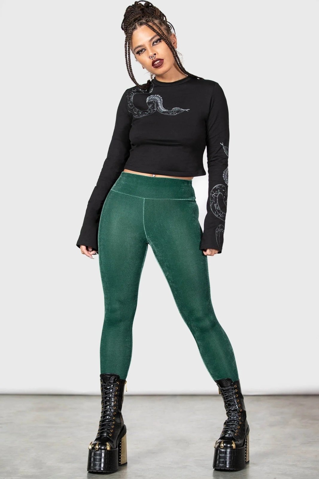 Hematite Leggings [GREEN] - womens bottoms - VampireFreaks - Killstar