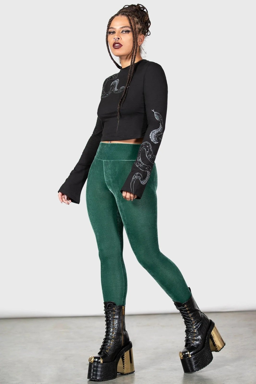 Hematite Leggings [GREEN] - womens bottoms - VampireFreaks - Killstar