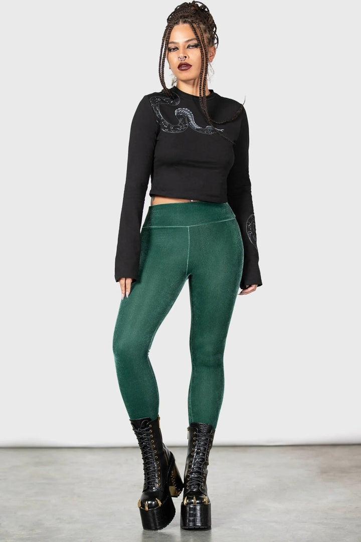 Hematite Leggings [GREEN] - womens bottoms - VampireFreaks - Killstar