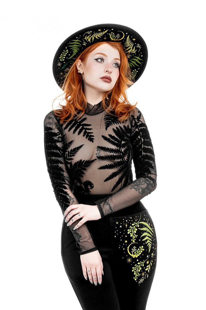 Herbal Hat [Embroidered Ferns] - hats & scarves & headwear - VampireFreaks - Restyle