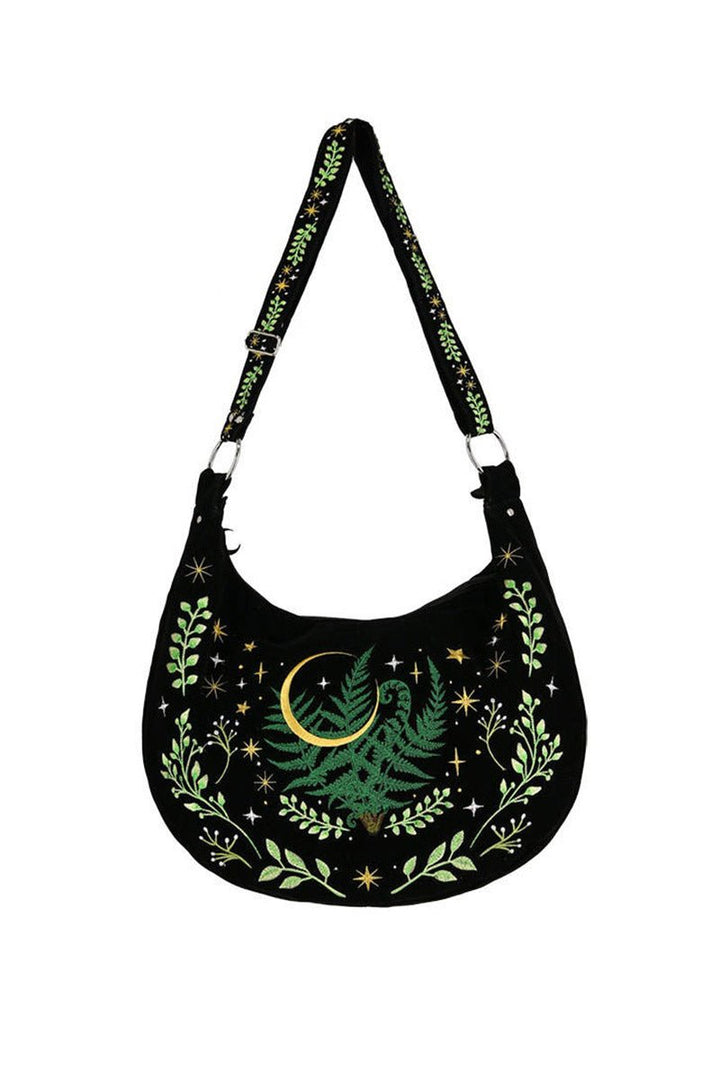 Herbal Hobo Bag with Fern Embroidery - bags & wallets - VampireFreaks - Restyle