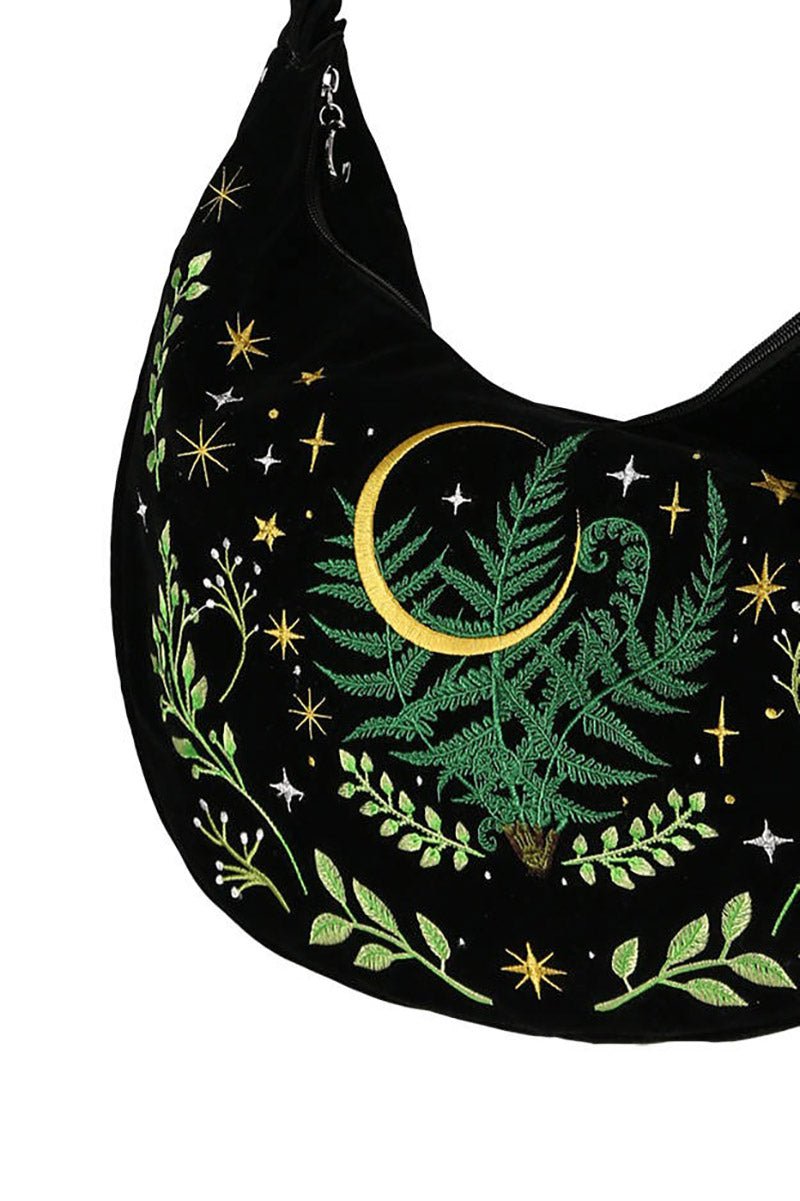 Herbal Hobo Bag with Fern Embroidery - bags & wallets - VampireFreaks - Restyle