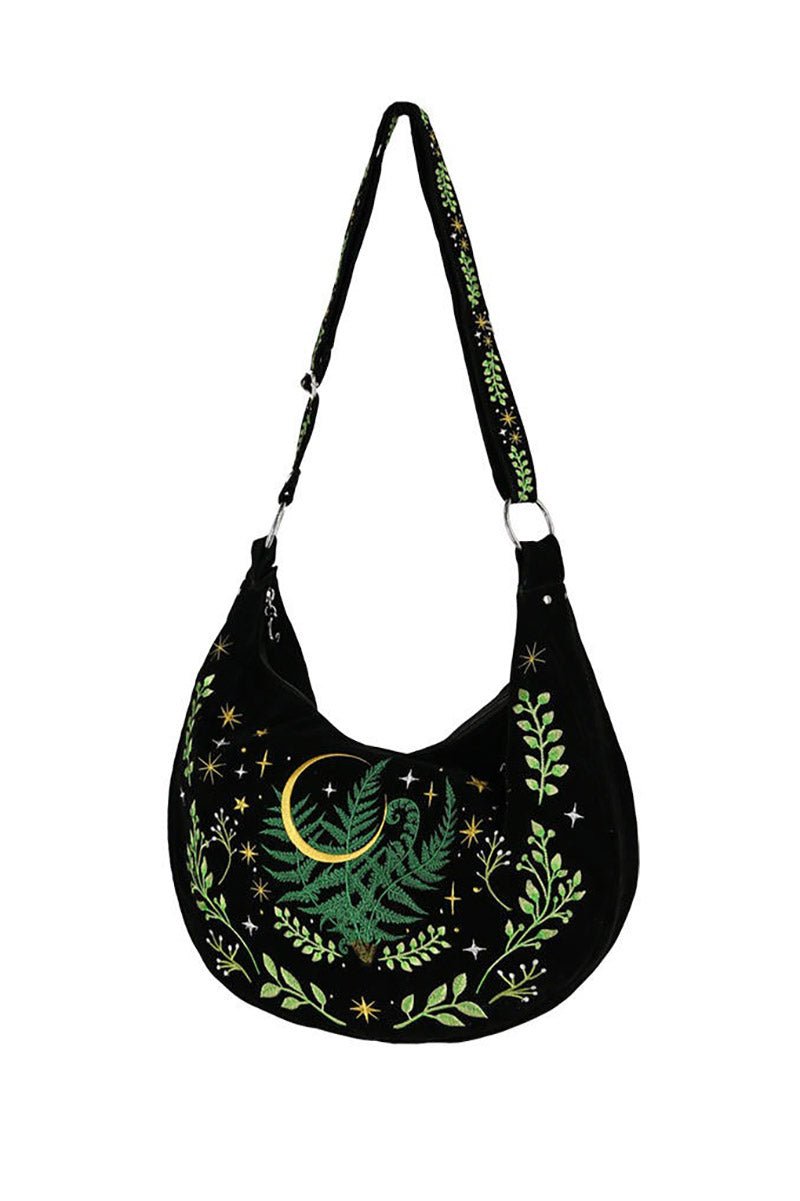 Herbal Hobo Bag with Fern Embroidery - bags & wallets - VampireFreaks - Restyle