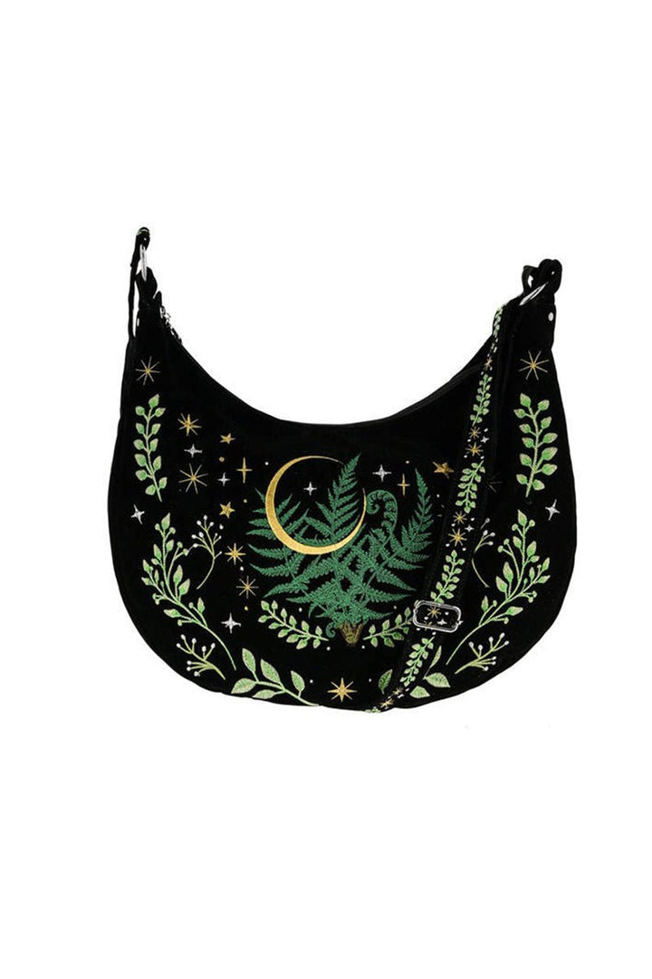 Herbal Hobo Bag with Fern Embroidery - bags & wallets - VampireFreaks - Restyle