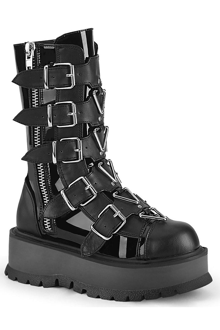 Here Comes Trouble Triangle Boots [SLACKER - 160 - BPT - VL] - womens shoes - VampireFreaks - Demonia