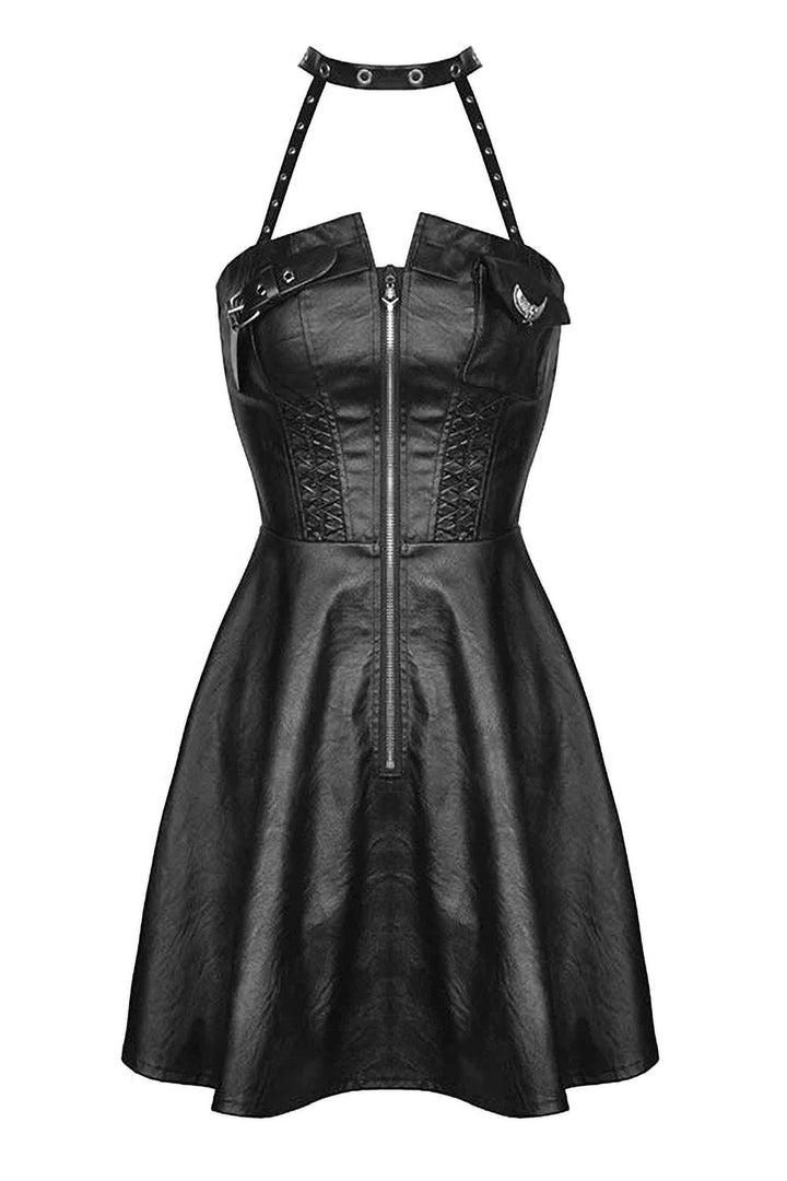 Hexed Leather Halter Dress - dresses - VampireFreaks - Dark In Love