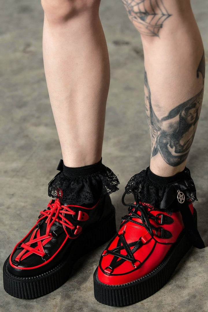 Hexellent Creepers [BLACK/RED] - womens shoes - VampireFreaks - Killstar