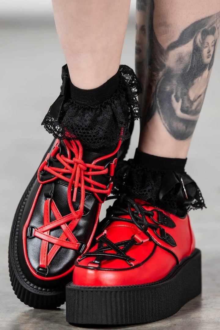 Hexellent Creepers [BLACK/RED] - womens shoes - VampireFreaks - Killstar